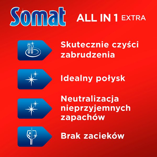 Somat All in 1 Extra Lemon &amp; Lime Tabletki do mycia naczyń w zmywarkach 730,4 g (44 sztuki)