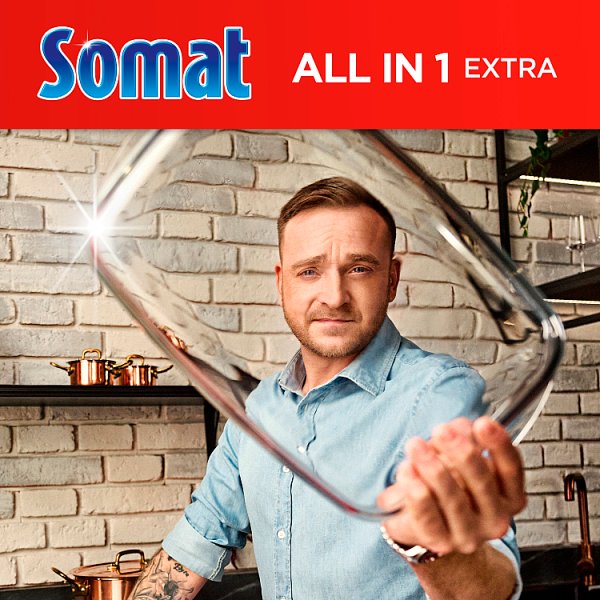 Somat All in 1 Extra Lemon &amp; Lime Tabletki do mycia naczyń w zmywarkach 730,4 g (44 sztuki)