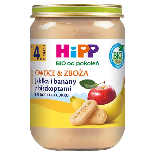HiPP BIO Owoce &amp; Zboża Jabłka i banany z biszkoptami po 4. miesiącu 190 g