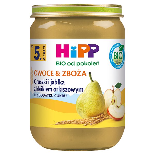 HiPP BIO Owoce &amp; Zboża Gruszki i jabłka z kleikiem orkiszowym po 5. miesiącu 190 g