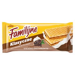 Familijne Klasyczne wafle o smaku kakaowo-śmietankowym 180 g