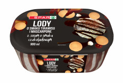 Lody Spar smak tiramisu i mascarpone z sosem smak czekoladowy 