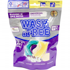 Kapsułki do prania Wash&Free 4w1 universal mydło marsylskie 17 szt 