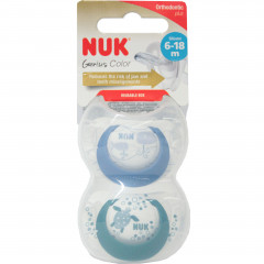 Smoczek uspokajający 6-18 mies. (silikon) genius color 2 szt. 
