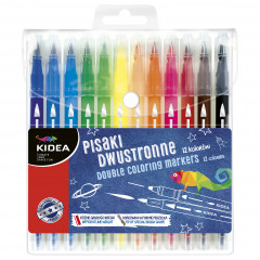 Pisaki Kidea dwustronne 12 kolorów z pędzlem 12szt 
