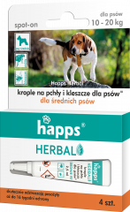 Krople na pchły i kleszcze happs dla średnich psów herbal 4x4ml 
