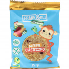 Frank & Oli Miękkie ciasteczko For Kids z bananem i truskawką 35g