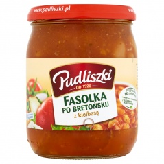 Fasolka po bretońsku z kiełbasą w sosie pomidorowym 500g