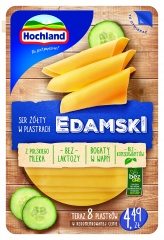 Hochland Edamski ser żółty w plastrach. Ser podpuszczkowy dojrzewający 135 g