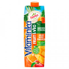 Hortex Vitaminka Fruit & Veg Marchew, pietruszka, jabłko, mango, pomarańcza sok karton 1L