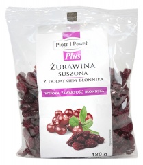 Żurawina suszona cała z dodatkiem błonnika 