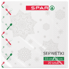 Serwetki Spar 33x33cm płatki śniegu srebrne 