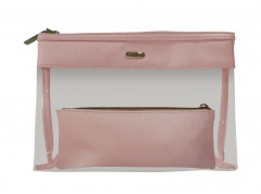 Kosmetyczka perłowe obszycie przeźroczysta+mała kosmetyczka 