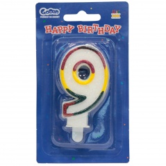 Świeczka cyferka z brokatem 9 