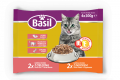 Karma dla kota basil z cielęciną i indykiem 4x100g 