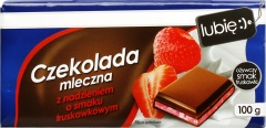 Czekolada mleczna z nadzieniem o smaku truskawkowym lubię :) 