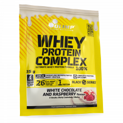 Whey Protein Olimp Complex 100% smak biała czekolada-malina 35g 