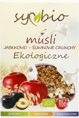 Musli jabłkowo-śliwkowe chrupkie bez dodatku cukru eko Symbio