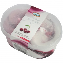 Lody lodowa finezja śmietankowo-wiś z wiś i sosoem wiśniowym 