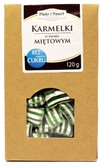 Karmelki bezcukrowe "poduszka" o smaku mięty Piotr i Paweł