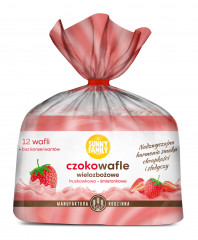 Wafle sunny family czekowafle truskawkowo-śmietankowe 140g 
