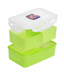 Pojemnik plastik prostokątny dzielony zielony 1l 