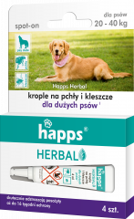 Krople na pchły i kleszcze happs dla dużych psów herbal 4x4ml 
