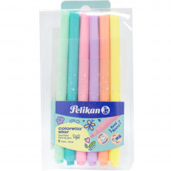 Flamastry pelikan colorella star c302 pastelowe 6 kolorów 