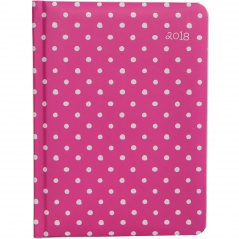 Kalendarz b6 tygodniowy - różowy z białymi kropkami 