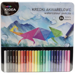 Kredki Kidea akwarelowe w metalowym pudełku 24 kolory 