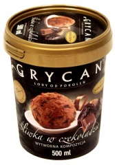 Lody Grycan czekoladowe z suszonymi śliwkami 