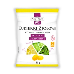 Cukierki ziołowe cytryna, limonka, mięta, bez cukru z witaminą C 