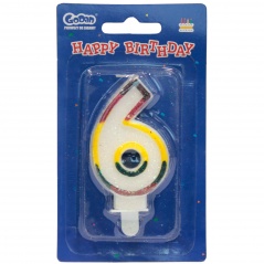 Świeczka cyferka z brokatem 6 