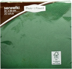 Serwetki 3w 33x33cm ciemnozielone piotr i paweł 20szt 