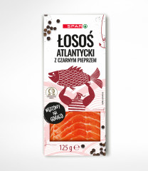 Spar łosoś atlantycki wędzony na gorąco porcja z czarnym pieprzem 