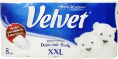 Papier toaletowy Velvet delikatnie biały 3w 8szt 