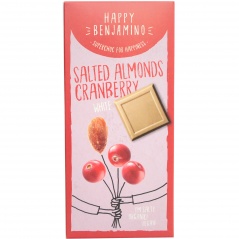 Czekolada wegańska biała z solonymi migdałami i żurawiną bio 