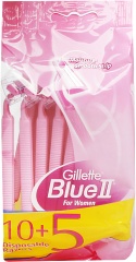 GILLETTE BLUE II MASZYNKI DO GOLENIA DLA KOBIET 10 SZT + 5 SZT GRATIS