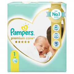 Pampers Premium Care, Rozmiar 1, 78 pieluszki, 2kg-5kg