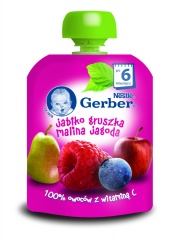 Gerber Deserek w tubce jabłko gruszka malina jagoda po 6 miesiącu 90 g