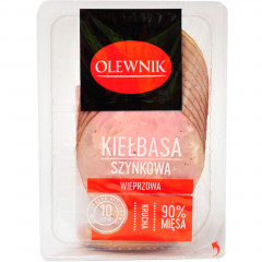 Kiełbasa szynkowa wieprzowa plastry 90 g Olewnik