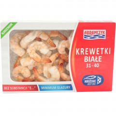 ABRAMCZYK Krewetki białe "duże", blanszowane, obrane, bez głowy, z ogonkiem, bez dodatków, 225g