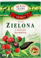 MALWA HERBATA ZIELONA LIŚCIASTA Z OWOCEM ŻURAWINY 100G