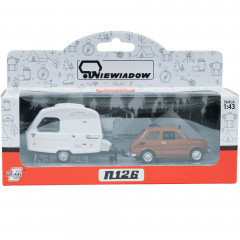 Zabawka Daffi Fiat 126p + przyczepa Niewiadów n126 1szt 