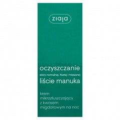 Ziaja oczyszczanie skóry normalnej, tłustej i mieszanej, liście manuka, krem mikrozłuszczający z kwasem migdałowym na noc 50ml
