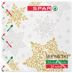 Serwetki Spar 33x33cm płatki śniegu złote 