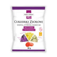 Cukierki ziołowe szałwia, cytryna, czarny bez, bez cukru z witaminą C 