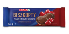Biszkopty Spar z galaretką smak wiśniowy w czekoladzie 