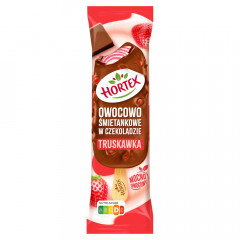 Hortex lody owocowo-śmietankowe truskawka w czekoladzie patyk 120ml