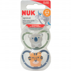 Smoczek uspokajający 0-6 mies. (silikon) space 2 szt. 